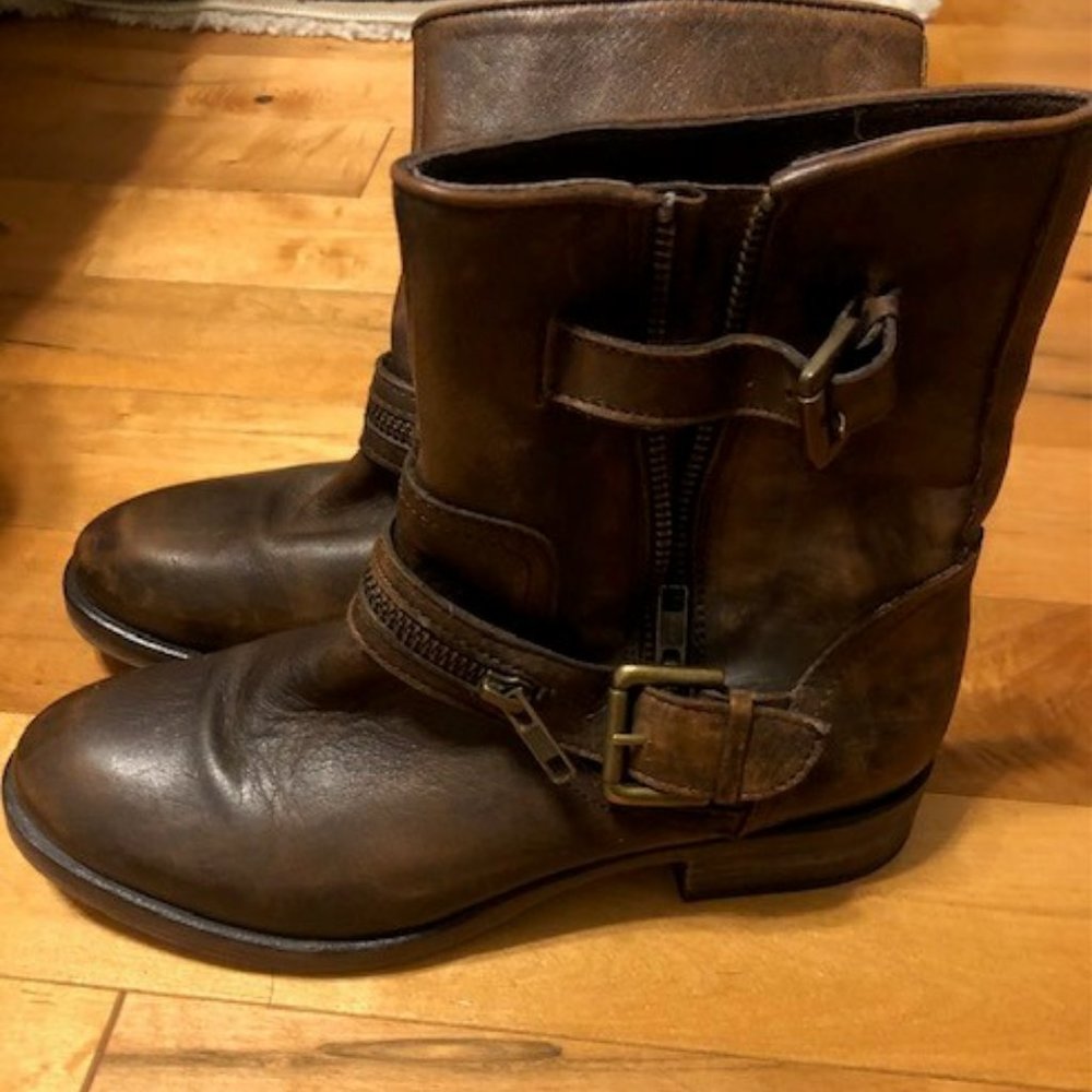 Hinge Distressed Moto Ankle Booties